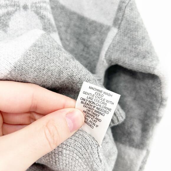 Sincerely Jules Womens Fall Bow Checkered Crewneck Knit Sweater Size L Gray - Picture 7 of 8